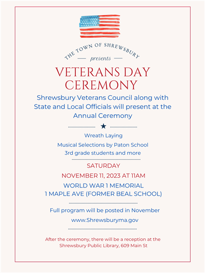 Shrewsbury Recreation Department: Veterans Day Ceremony